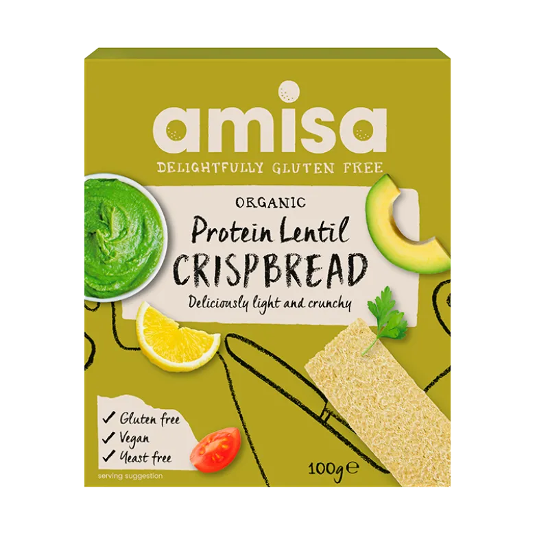 Amisa Glutenfri Knækbrød Protein Linse Ø (100 g)