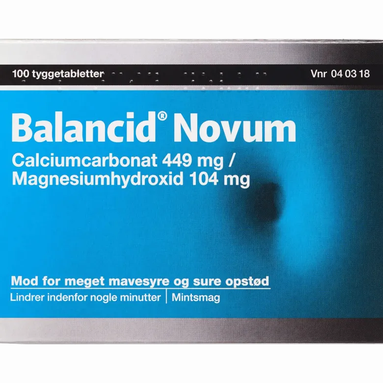 Balancid Novum Tyggetabletter 449+104 mg (100 stk)