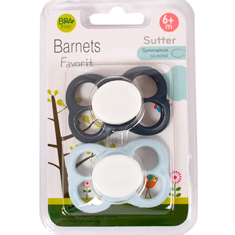 Barnets Favorit Luftsutter Silikone 6+ Mdr. Navy/Lyseblå (2 stk)