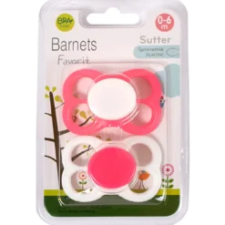 Barnets Favorit Luftsutter Silikone 0-6 Mdr. Pink/Hvid (2 stk)