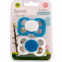 Barnets Favorit Luftsutter Silikone 0-6 Mdr. Blå/Hvid (2 stk)