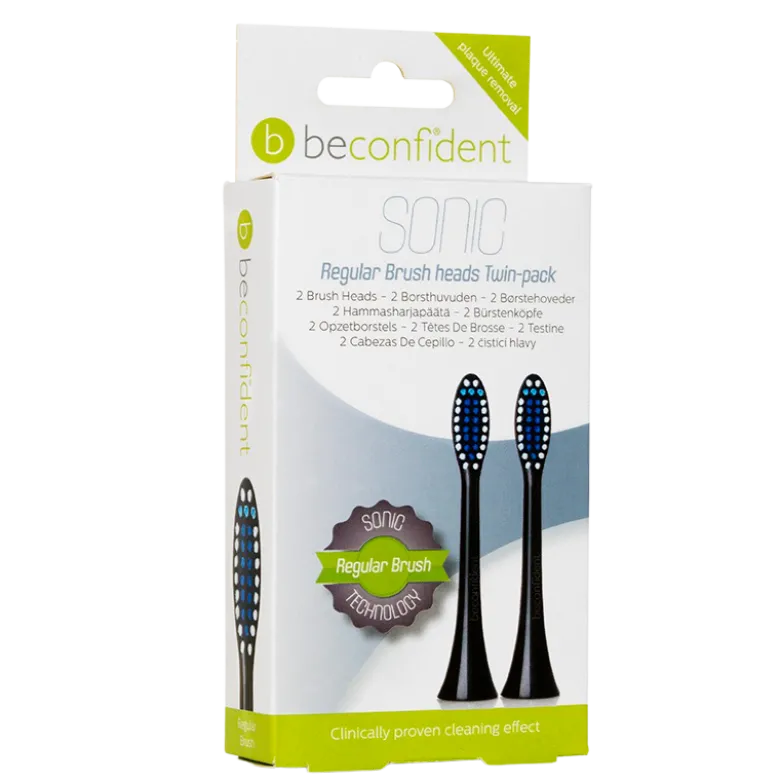 Beconfident Sonic Toothbrush Heads Regular Black (2 stk)