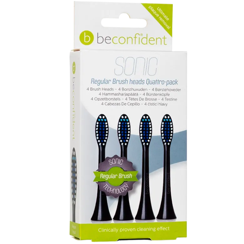 Beconfident Sonic Toothbrush Heads Regular Black (4 stk)