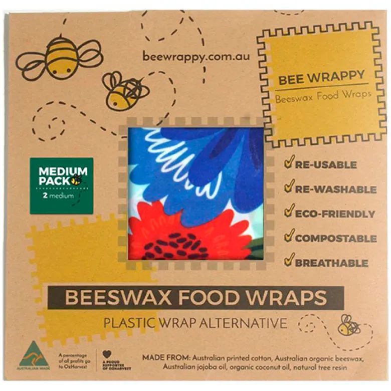 Bee Wrappy Beeswax Food Wraps (2 x Medium)