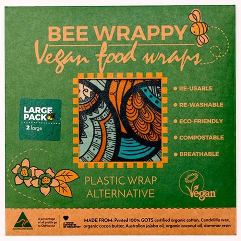 Bee Wrappy Vegan Food Wraps 2 x large (1 pk)