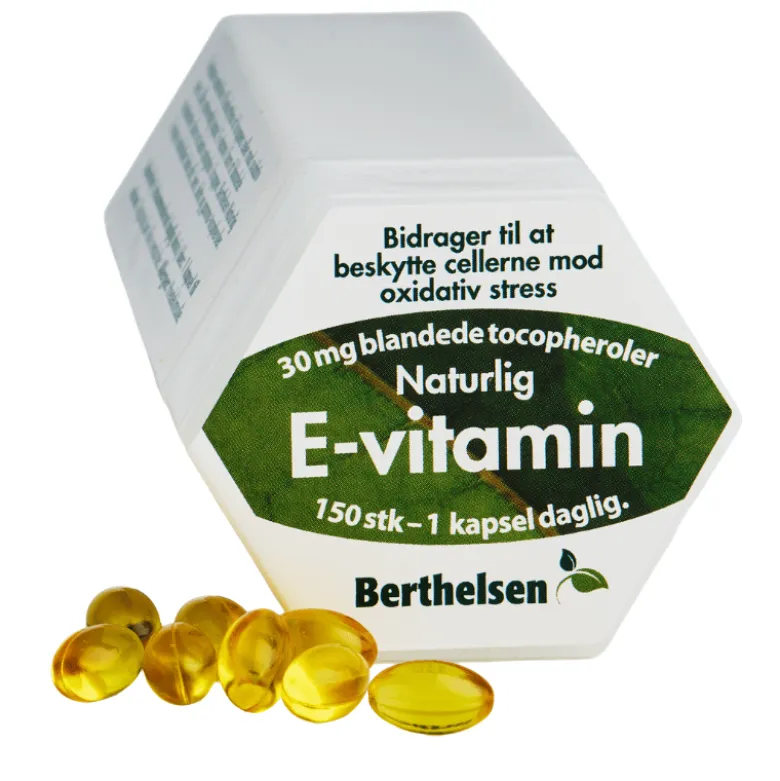 Berthelsen E-vitamin 30 mg (150 kapsler)