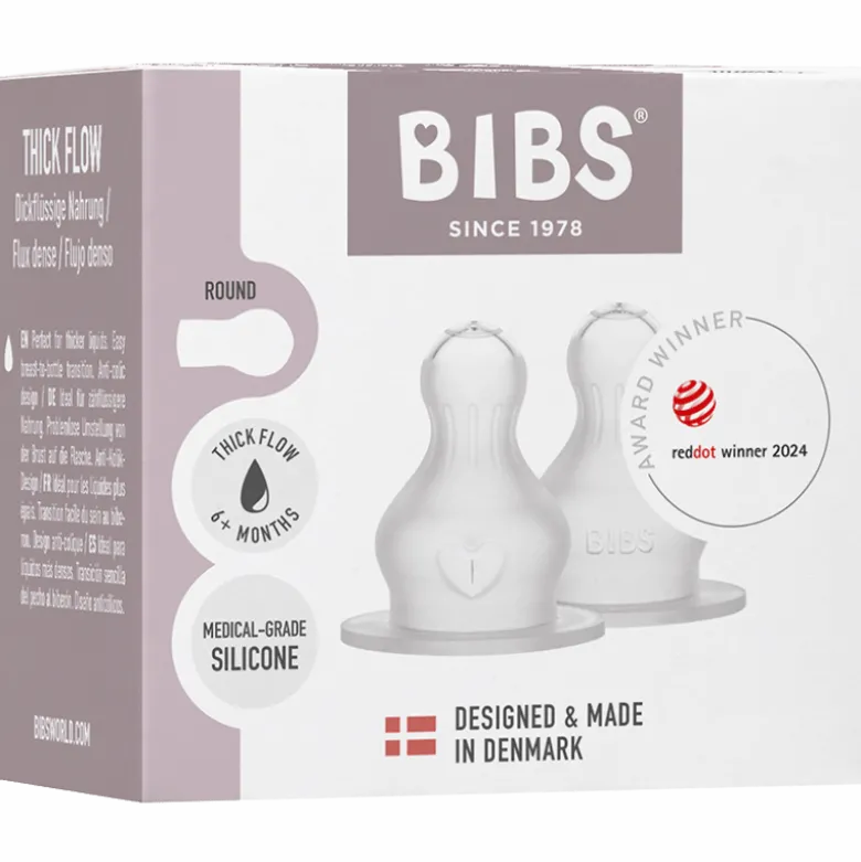 Bibs Baby Bottle Nipple Round Silicone Thick Flow (2 stk)