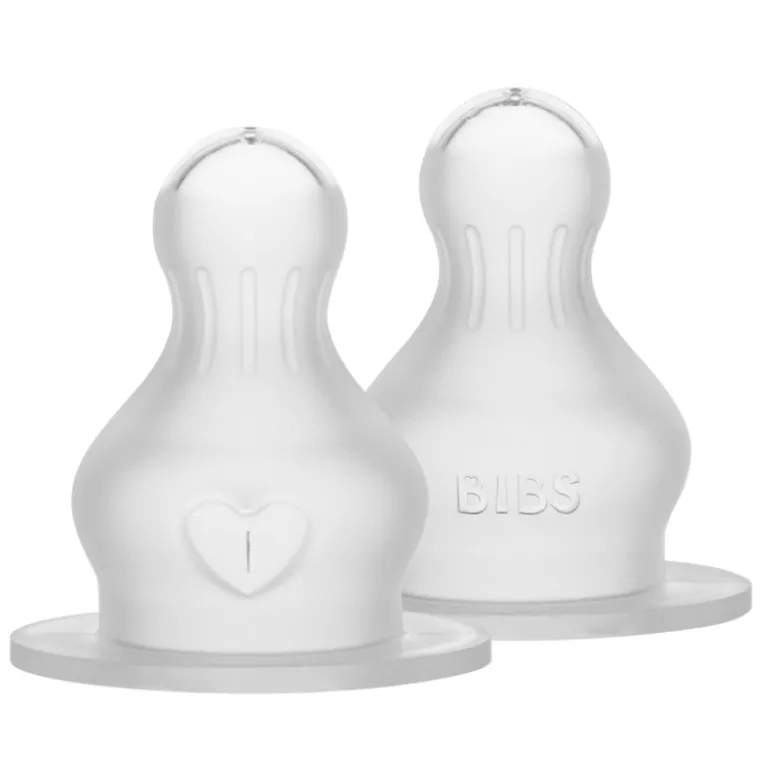 Bibs Baby Bottle Nipple Round Silicone Medium Flow (1 sæt)