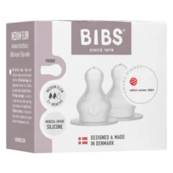 Bibs Baby Bottle Nipple Round Silicone Medium Flow (1 sæt)