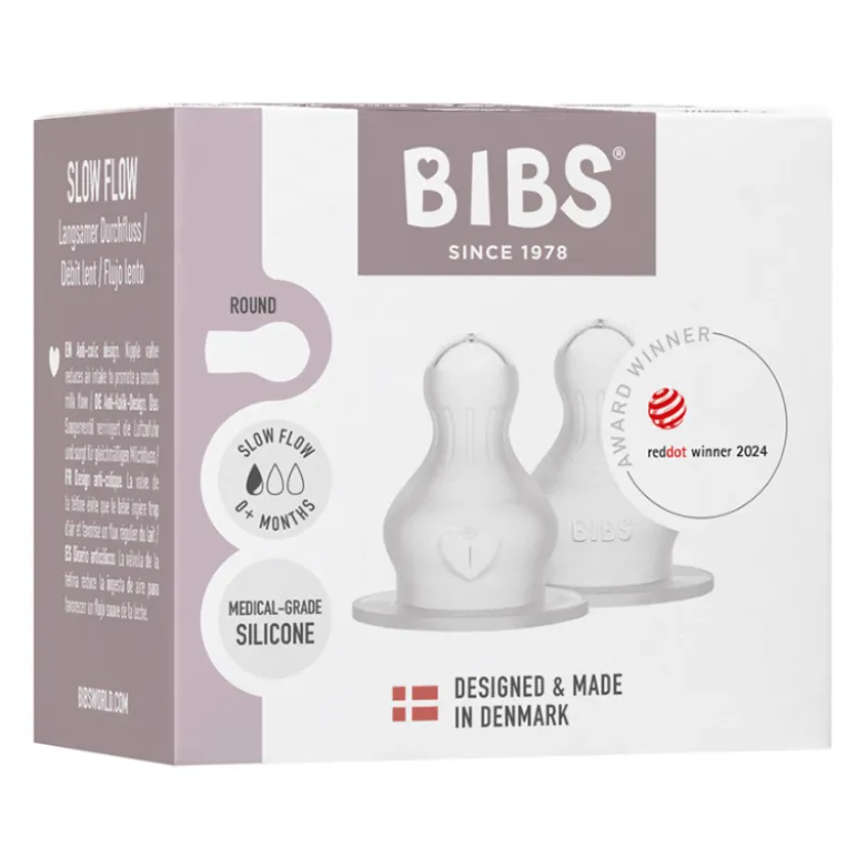 Bibs Baby Bottle Nipple Round Silicone Slow Flow (1 sæt)