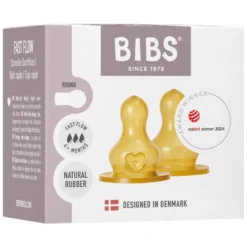 Bibs Baby Bottle Nipple Round Latex Fast Flow (1 sæt)