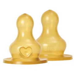 Bibs Baby Bottle Nipple Round Latex Medium Flow (1 sæt)