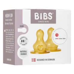 Bibs Baby Bottle Nipple Round Latex Medium Flow (1 sæt)