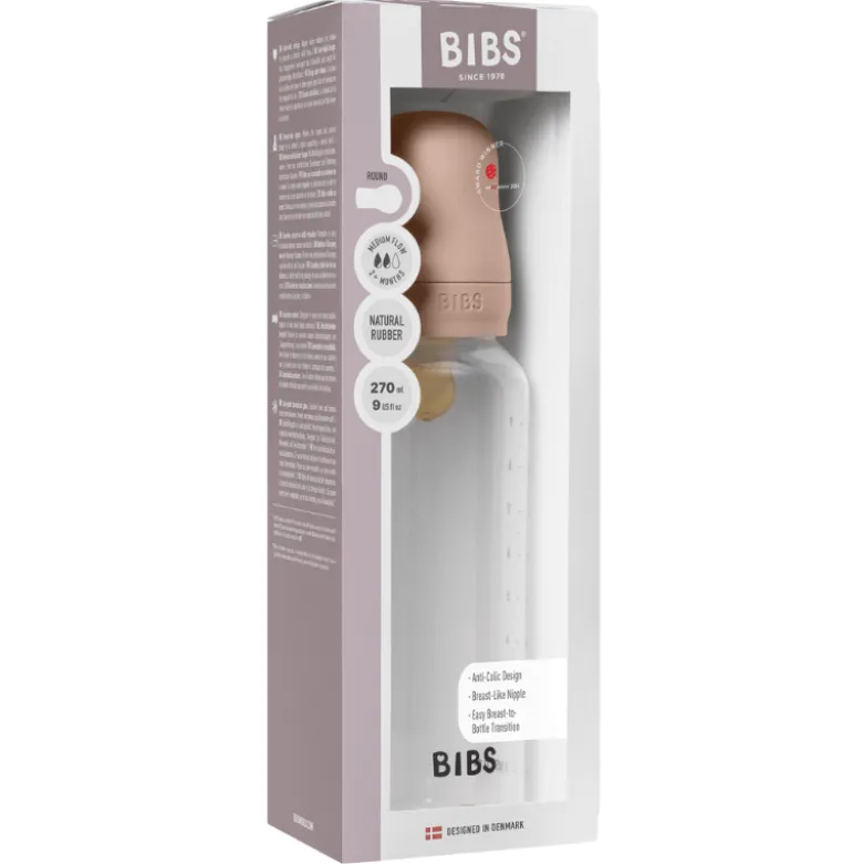 Bibs Baby Bottle Round Latex Medium Flow Blush (270 ml)