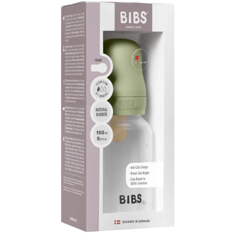 Bibs Baby Bottle Round Latex Slow Flow Sage (150 ml)