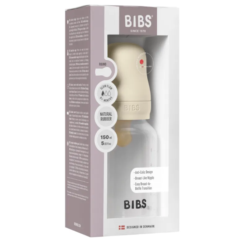 Bibs Baby Bottle Round Latex Slow Flow Ivory (150 ml)