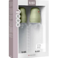 Bibs Baby Bottle Round Silicone Medium Flow Sage (2x270 ml)