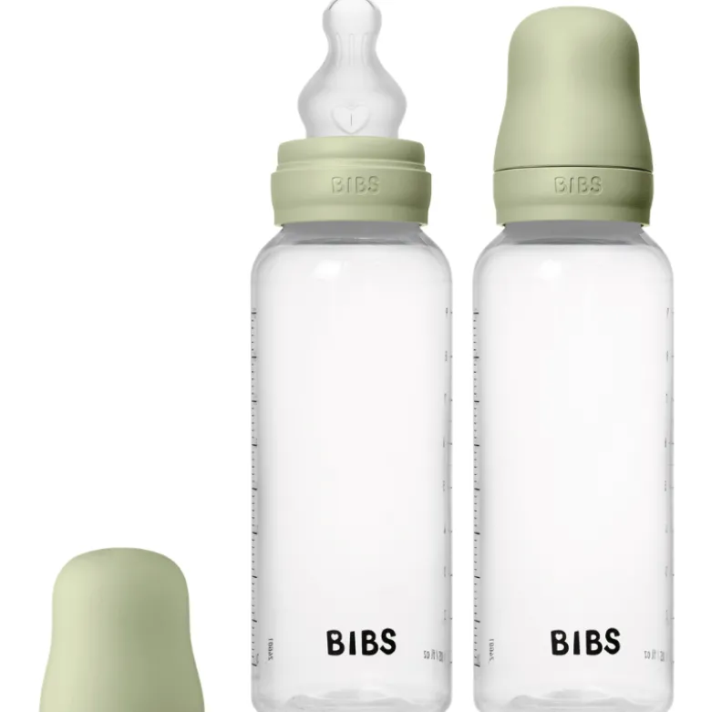 Bibs Baby Bottle Round Silicone Medium Flow Sage (2x270 ml)