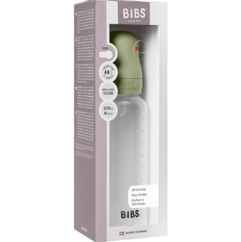 Bibs Baby Bottle Round Silicone Medium Flow Sage (270 ml)