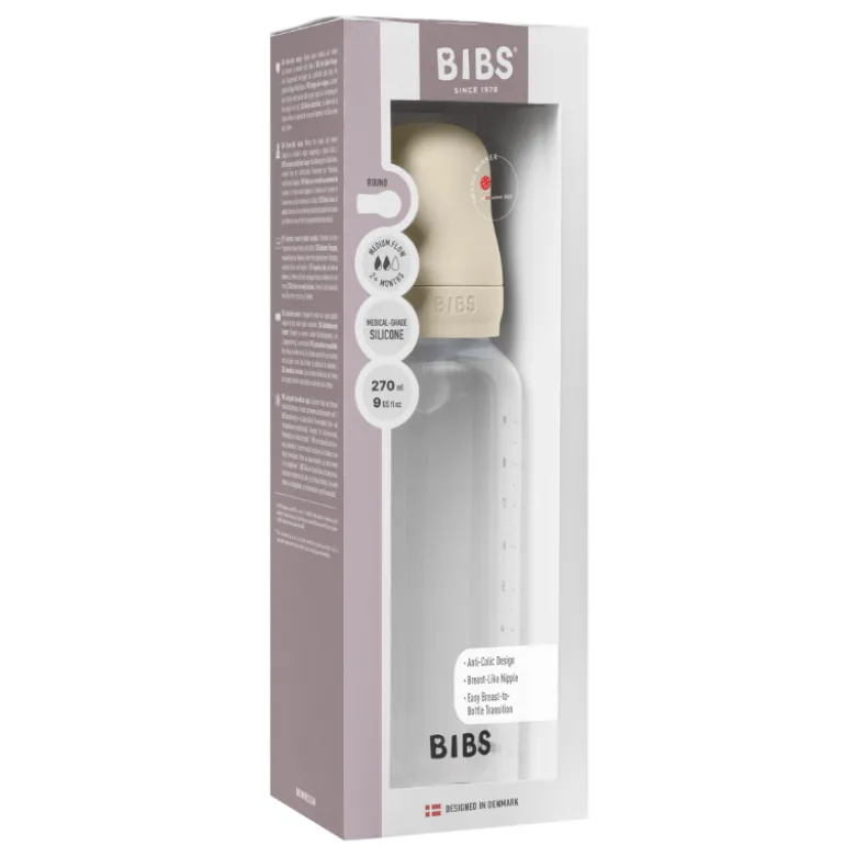 Bibs Baby Bottle Round Silicone Medium Flow Ivory (270 ml)