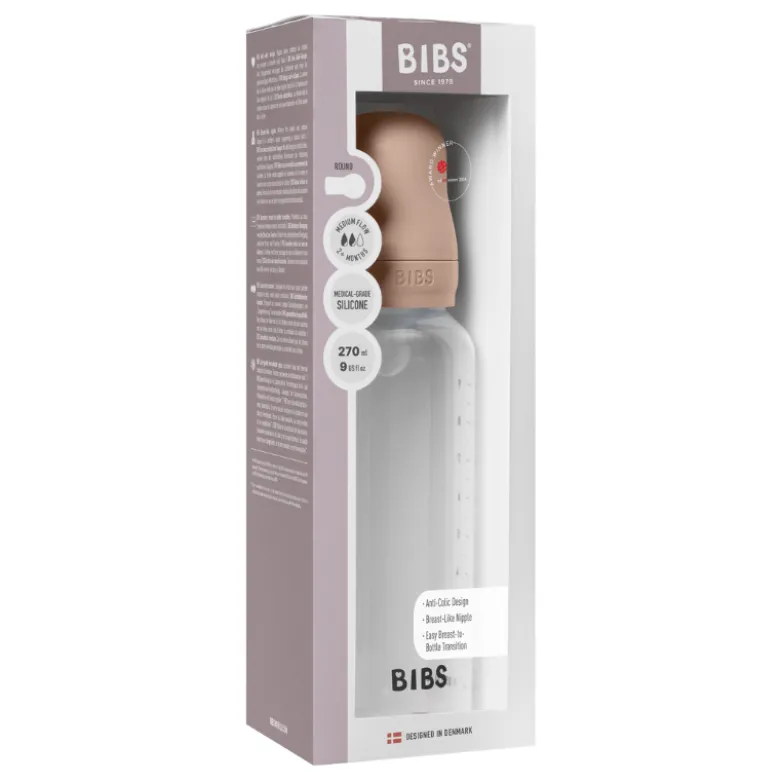 Bibs Baby Bottle Round Silicone Medium Flow Blush (270 ml)