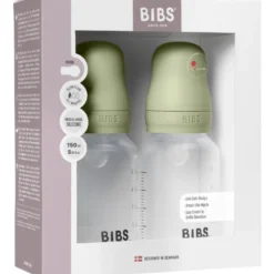 Bibs Baby Bottle Round Silicone Slow Flow Sage (2x150 ml)