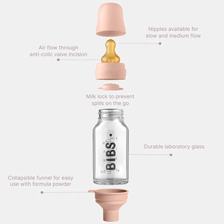 Bibs Baby Glass Bottle Complete Set Latex Cloud (225 ml)