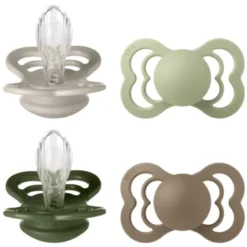 Bibs BIBS Pacifier Supreme Silicone Size 2 Sand/Sage/Huntergreen/Dark Oak (4 stk)