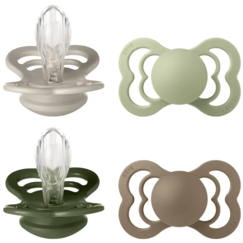 Bibs BIBS Pacifier Supreme Silicone Size 2 Sand/Sage/Huntergreen/Dark Oak (4 stk)