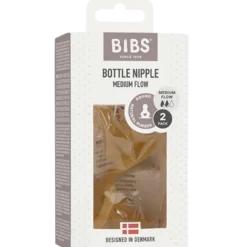 Bibs Bottle Nipple Latex Medium Flow (2 stk)