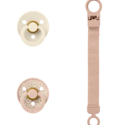Bibs Colour Pacifier & Loop Clip Gift Set Latex Size 1 Blush (1 sæt)