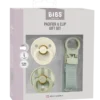 Bibs Colour Pacifier & Loop Clip Gift Set Latex Size 1 Sage (1 sæt)