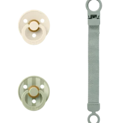 Bibs Colour Pacifier & Loop Clip Gift Set Latex Size 1 Sage (1 sæt)