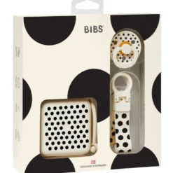 Bibs Gift Set Polka Soothe & Go Latex Size 2 Ivory Black (1 sæt)