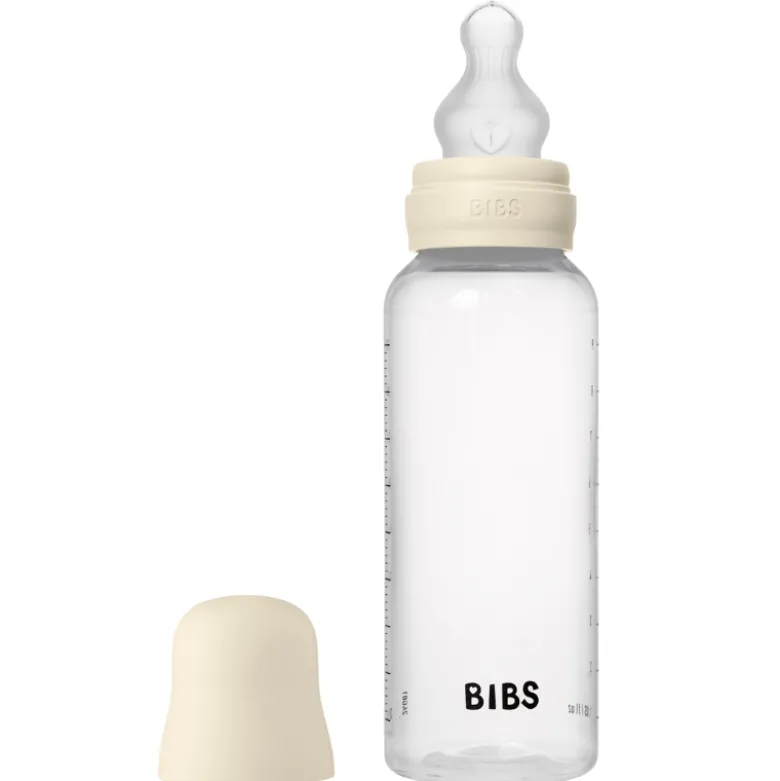 Bibs Glass Baby Bottle Round Latex Medium Flow Ivory (240 ml)