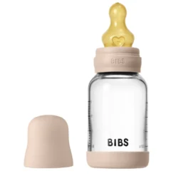 Bibs Glass Baby Bottle Round Latex Slow Flow Blush (120 ml)