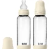 Bibs Glass Baby Bottle Round Silicone Medium Flow Ivory (2x240 ml)
