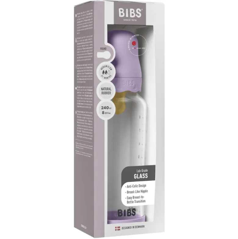 Bibs Glass Boheme Baby Bottle Round Latex Medium Flow Violet Sky (240 ml)