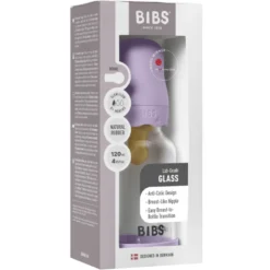Bibs Glass Boheme Baby Bottle Round Latex Slow Flow Violet Sky (120 ml)