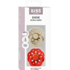 Bibs Pacifier Boheme Latex Size 2 Vanilla/Candy Apple (2 stk)