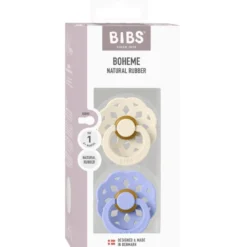 Bibs Pacifier Boheme Latex Size 1 Ivory/Hush (2 stk)