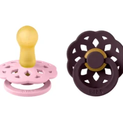 Bibs Pacifier Boheme Latex Size 2 Baby Pink/Plum (2 stk)