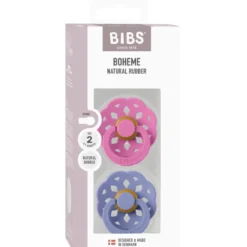 Bibs Pacifier Boheme Latex Size 2 Bubblegum/Peri (2 stk)