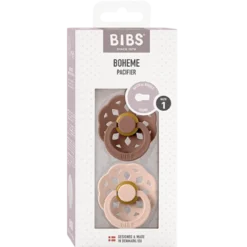 Bibs Pacifier Boheme Latex Size 1 Woodchuck/Blush (2 stk)