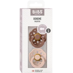 Bibs Pacifier Boheme Latex Size 2 Woodchuck/Blush (2 stk)