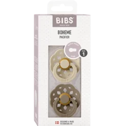 Bibs Pacifier Boheme Latex Size 1 Vanilla/Dark Oak (2 stk)