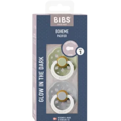 Bibs Pacifier Boheme Latex Size 1 Sage Glow/Cloud Glow (2 stk)