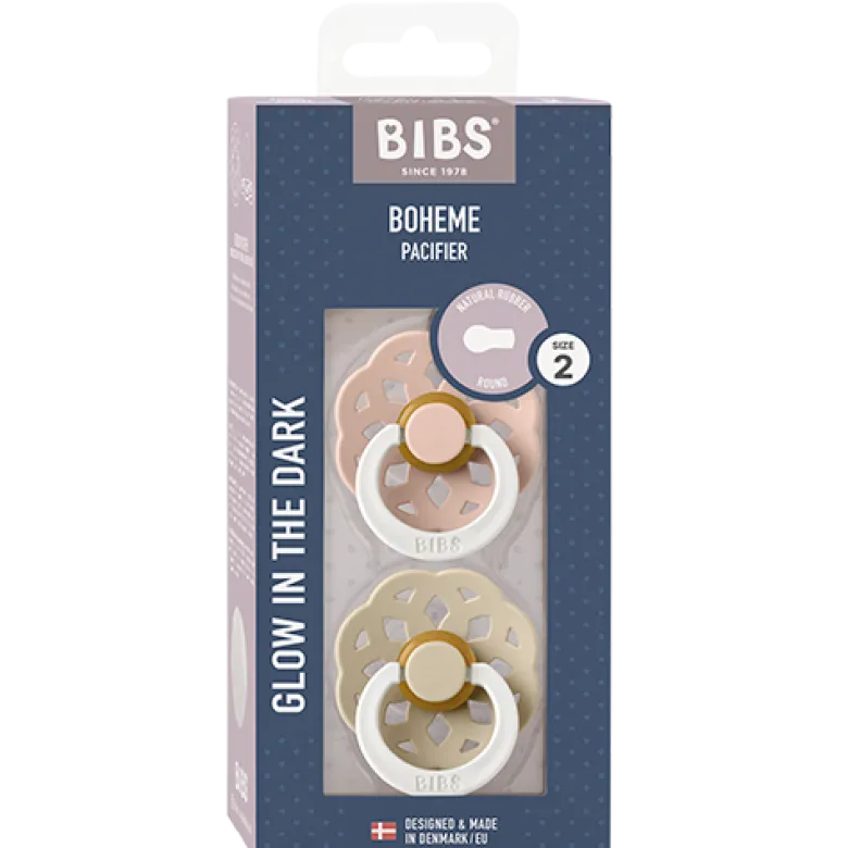 Bibs Pacifier Boheme Latex Size 2 Blush Glow/Vanilla Glow (2 stk)