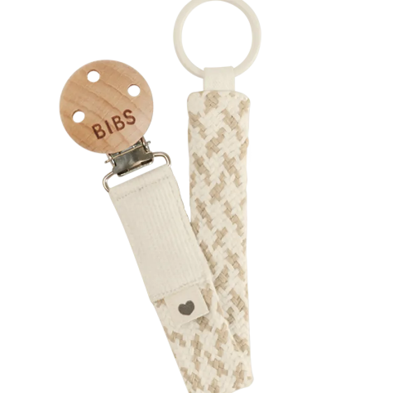 Bibs Pacifier Clip Braided Ivory/Vanilla (1 stk)
