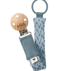 Bibs Pacifier Clip Braided Petrol/Baby Blue (1 stk)